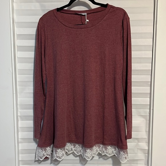 WEKILI Women's Tops Long Sleeve Lace Scoop Neck A-line Tunic Blouse - Picture 1 of 7